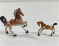 Vintage Miniature Porcelain Paint Horse With Foal