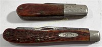 (2) Vintage CASE XX Red Bone & Clip Point Knives