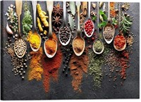 Kitchen Canvas Wall Art Couful Spice in Spoon Vint
