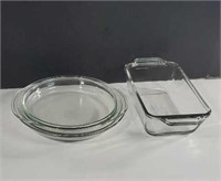 Lot of 3 Vintage Clear Glass Bakeware Dishes- 1x