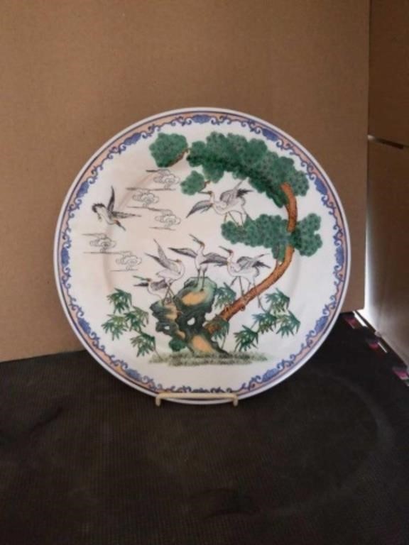 Hand painted Cranes on Japanese porcelain