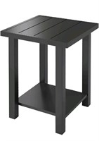 Metal Outdoor Side Table, 2-Tier Sturdy Patio End
