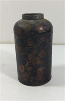 Vintage Oriental Cherry Blossom Tin  Vase