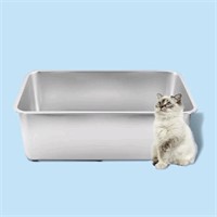 MEEXPAWS Extra Large Stainless Steel Cat Litter Bo