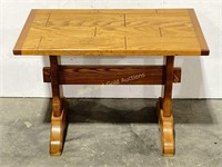 Oak Trestle Style Side Table