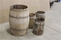 (3) Small Wooden Barrels & (1) Large