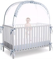 L RUNNZER Baby Crib Tent Crib Canopy, Grey, 4.6' x