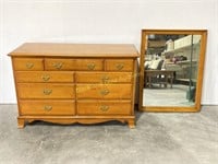 Vintage Kling Solid Maple Nine Drawer Dresser