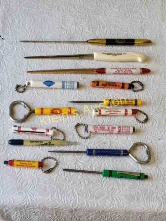 1960's advertising letter openers screwdrivers bot