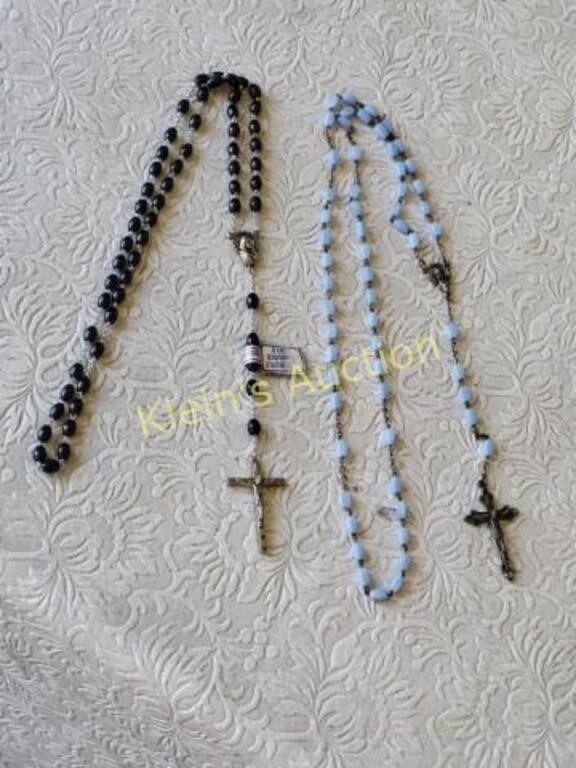 2 vintage rosaries italy too blue is vintage!