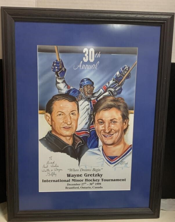 Signed  poster picture of  Walter &Wayne Gretzky