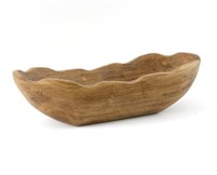 SR1182  Carved Brown Wood Dough Bowl