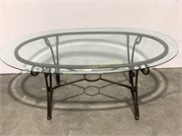 Lead Glass Top Coffee Table on Metal Frame