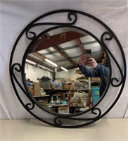 Wrought Iron Round Mirror 24”