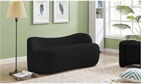 Upholstered Bench with Curved Back Design - Black