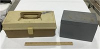 Metal storage box w/ plastic Plano fishing box