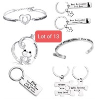 Lot of 13 - Various Gift Necklaces, Bracelets, Key