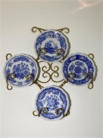 4 Blue & White Plate & Display (Incl. Spode)