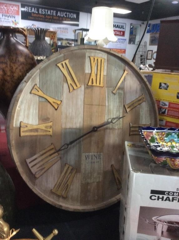 Wooden wine barrel clock