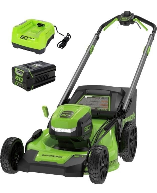 Greenworks 80V Self-Prop Mower w Batt/Charger $600