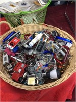 Basket of assorted keychains