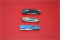 Three Folding Knives, Two Buck, One NRA