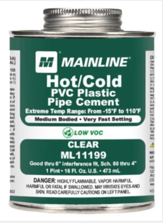 LOT OF 2 MainLine 16 OZ CLEAR PVC $160 RETAIL