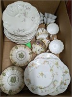GLAZED POTTERY BOWL, ASSORTED DISHES