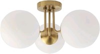 Pirxxiy Brass 3 Lights Semi Flush Mount Ceiling Li