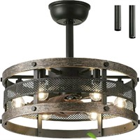 19" Dia Farmhouse Caged Ceiling Fan with Remote, 6