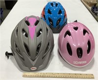 3 bike helmets w/ Bell & Schwinn