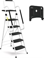 HBTower, 5 Step Ladder with Handrails, Folding Ste