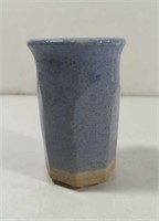 Vintage Roger Domker Blue Glazed Pottery Vase