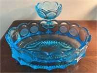 Vintage Blue Fostoria Coin Glass Bowls