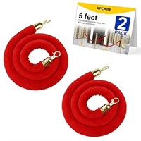 Xpcare 2 Pieces Red Velvet Stanchion Ropes With