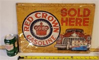 Red Crown Gas Sign Embossed