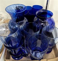 COBALT BLUE GLASSES, VASES