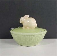 Hallmark Green and White Porcelain Rabbit on a