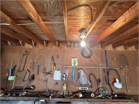 All tool & hardware on wall and in bins