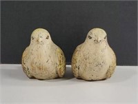 Pair of Ganz Multicolored Hand Carved Wooden Bird