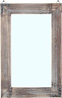 Mbqq Rustic Flat Wood Frame Hanging Wall Mirror