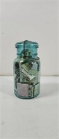 Blue Mason wire bale jar with matchbooks