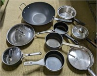 BOX OF ASSORTED POTS AND PANS