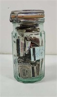 Maccheroni vintage Glass wire green tint jar with