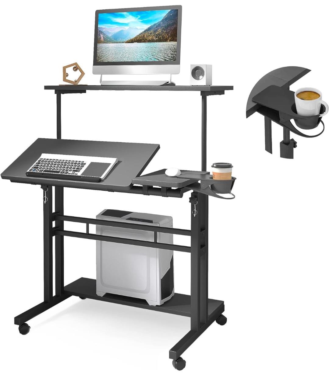 ($243) Panta Mobile Standing Desk, Adjustable
