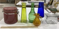 Glass vases w/ container