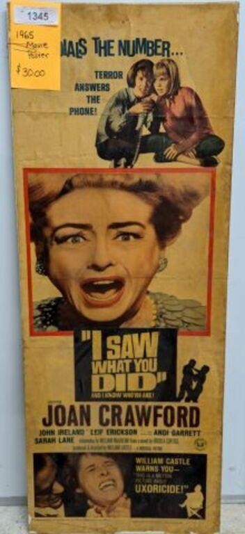VINTAGE MOVIE POSTER I SAW WHAT YOU DID