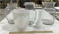 5 Vases - glass/ ceramic