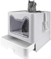 Bolux Foldable Cat Litter Box With Lid, Extra