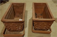 2 Rectangle Clay Planters 14×7×6 H